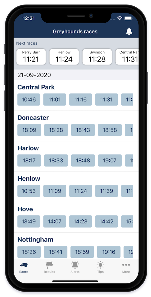 Greyhound races tracker UK & IRE